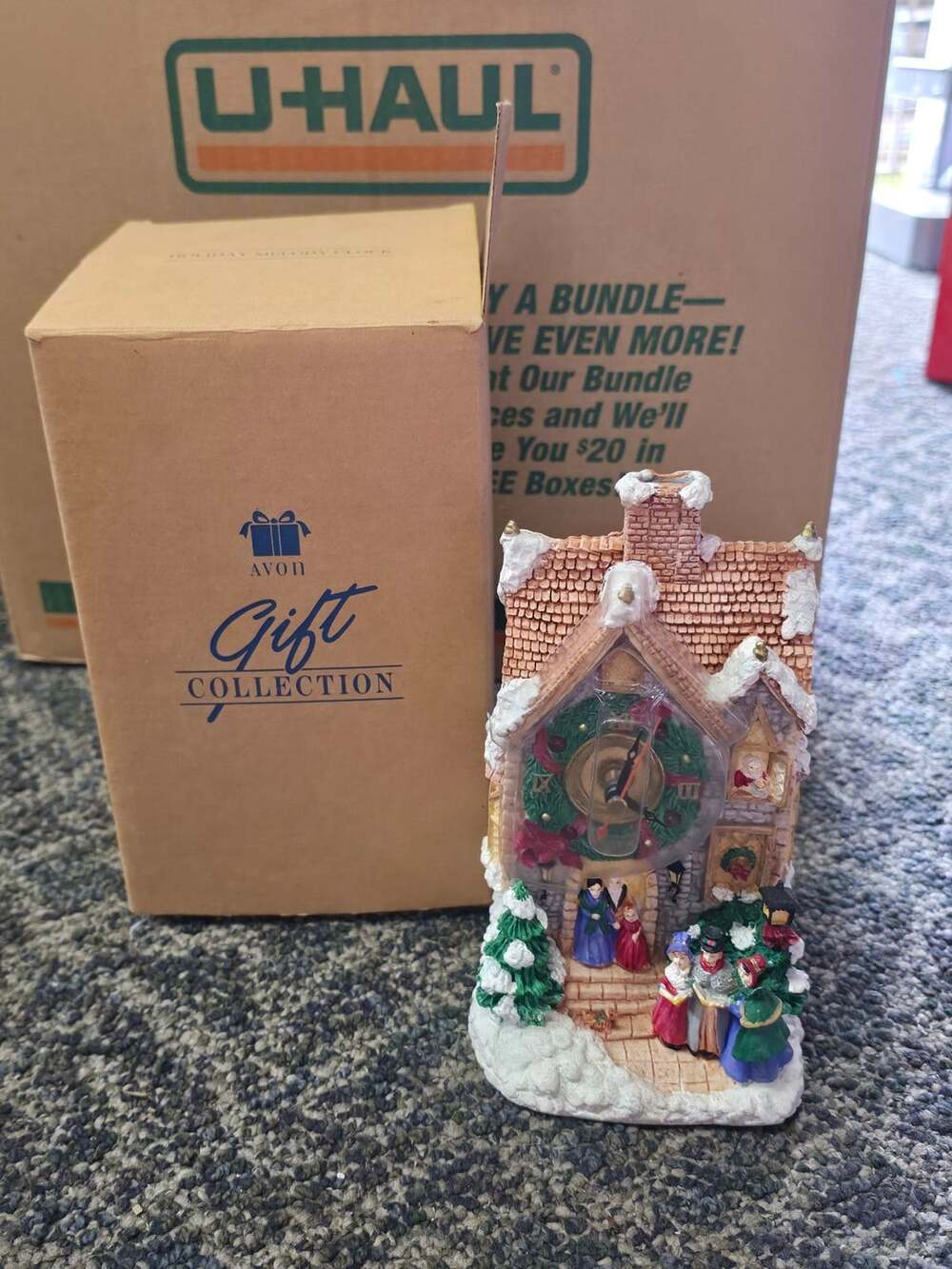 Avon Holiday Melody Clock Christmas Village Figurine
